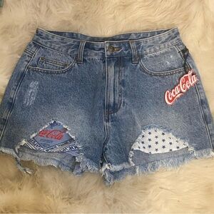 Forever 21 Blue Jean Shorts with Coca Cola Patch